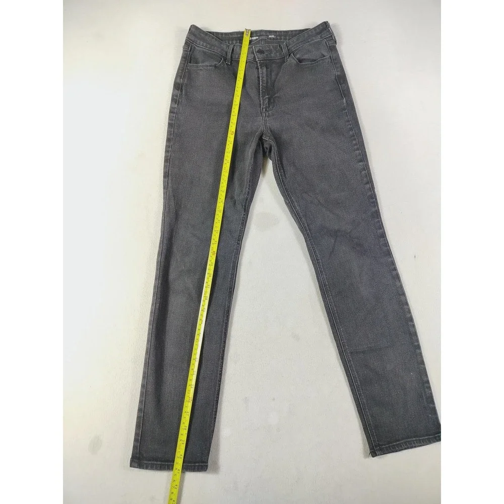Old Navy Wow High Rise Straight Jeans Womens 10 Black Charcoal Stretch Denim